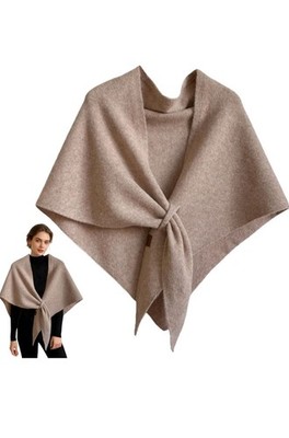 Beige Knit Shawl Wrap for Women Soft Comfortable Warm Skin Friendly