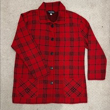 Vintage Y2K Diane Von Furstenberg DVF Concepts Oversized Plaid Knit Cardigan SM
