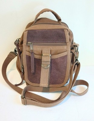 Rothco Brown Leather and Canvas Compact Travel Bag 8'' Tourist Shoulder Bag  Vtg.