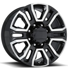 20x8.5 Gmc Denali 2500 Wheels Fr 275 Gloss Black With Machined Face Rims 4pcs