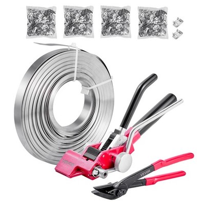 VEVOR Steel Banding Strapping Kit with 400ft Binding Straps and 400 Metal Clasps