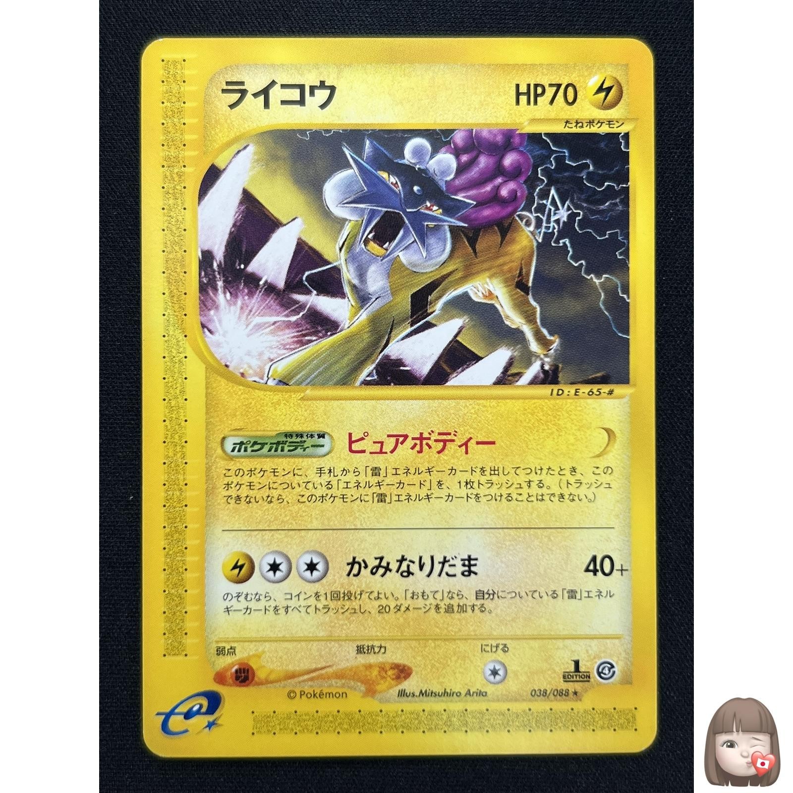 [NM] Raikou Pokemon Card Japanese 038/088 Split Earth e-Series 2002 TE78