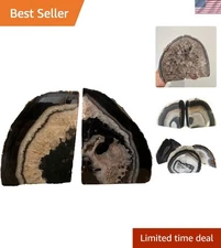 Agate Bookends Black Bookshelf Decor geode bookends 1 Pair 3to 4 Lbs from Bra...