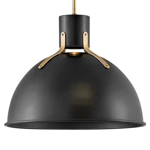 Hinkley Argo 20" Wide Satin Black and Brass LED Dome Pendant Light - Picture 7 of 9