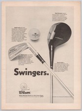 1969 WILSON Golf Clubs Vintage Print Ad Staff Woods Irons Dynapower Swingers