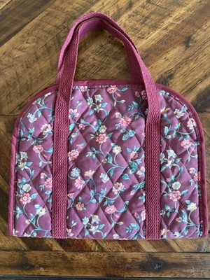 Windsor Wood Project Pack Bag Organizer Cross Stitch Maroon Floral Quilted EUC