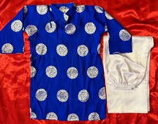 Ao Dai tag sz 4 Vietnamese Chinese Blue dress white pants Wedding Tet 2 pcs