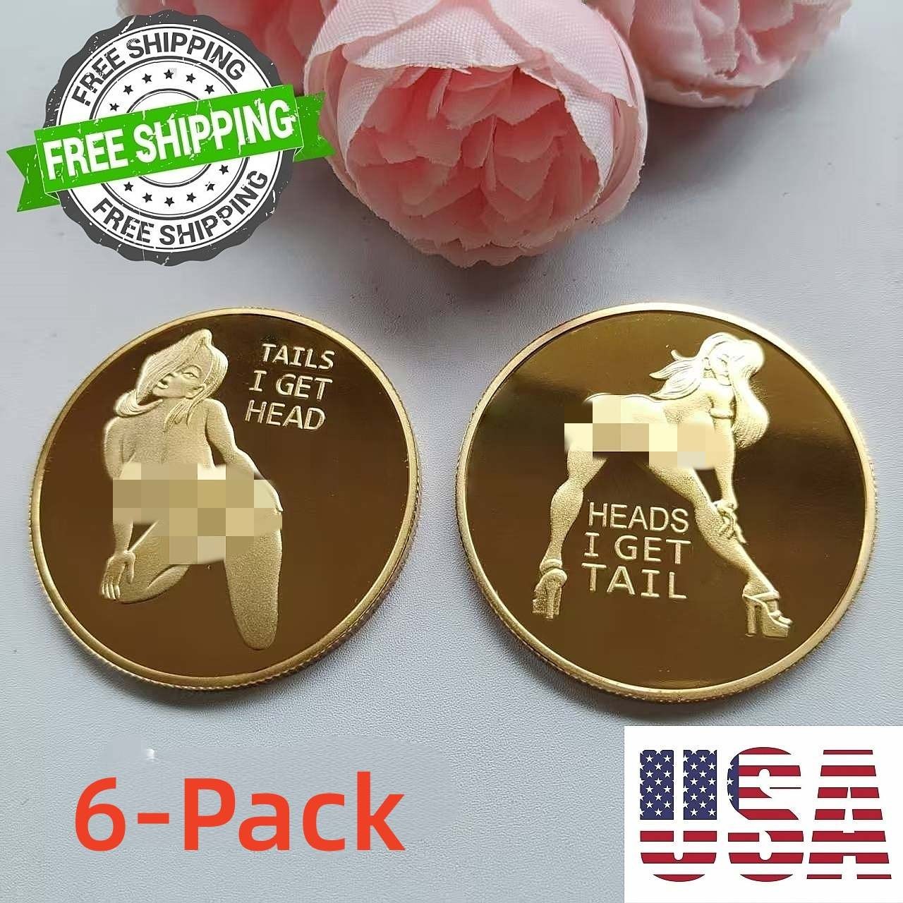 6-Pack  Sexy Lady Flip Coin Challenge Novelty Token Novelty Playful Novelty Gift