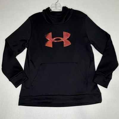 Under Armour Youth Girls YXL Hoodie Black Gold Logo Fleece Lined