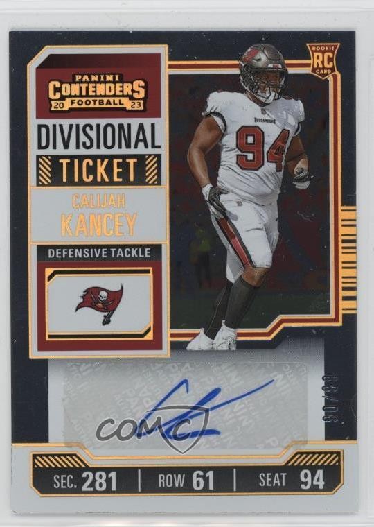 2023 Panini Contenders Divisional Ticket /99 Calijah Kancey Rookie Auto RC 03tv