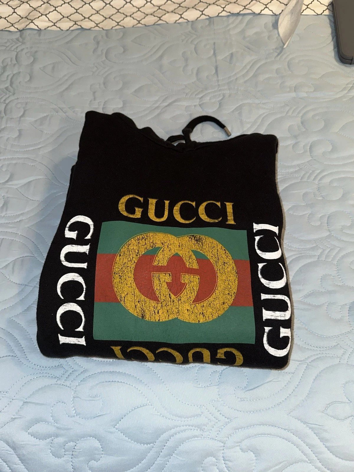 Gucci Interlocking G Felpa con Cappuccio Cotone Nero Uomo Taglia S