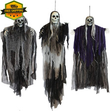 3 Pack Hanging Halloween Skeleton Ghost Decorations Grim Reaper Outdoor