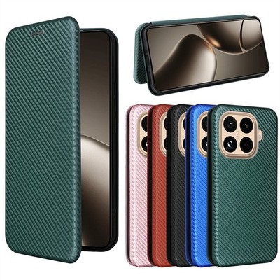 For XiaoMi 15T/15T Pro, Luxury Carbon Fiber Flip Leather Wallet Stand Case Cover