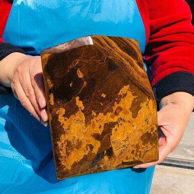 5160g Natural Tiger's Eye Crystal Slice Quartz Mineral Specimen Decoration Energ