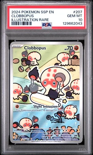 2024 POKEMON SSP EN-SURGING SPARKS ILLUSTRATION RARE #207 CLOBBOPUS PSA 10