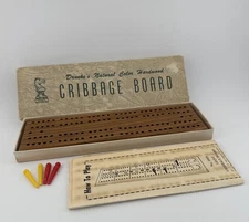 Vintage 1963 Dreuke Walnut Cribbage Board Original Pegs Box Complete Model 1