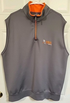 ANTIGUA mens sleeveless 'Noble Hawk' Golf Links 1/4 zip gray stretch pullover XL
