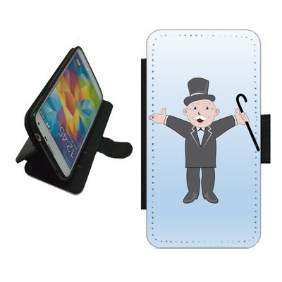 Zylinder Hut Mann Handy Hülle Wallet Flip Cover für iPhone Samsung Pixel MON3