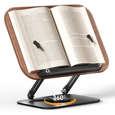 Book Stand for Reading, Adjustable Book Holder with 360  Rotating Bases, Fold...