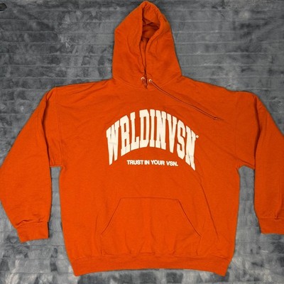WRLDINVSN Orange Trust In Your VSN Graphic Hoodie Mens XXL Streetwear Cotton