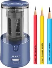 AFMAT Pencil Sharpener, Electric Sharpener for Colored Pencils, Blue 