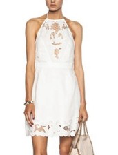 ZIMMERMANN Trinity Scallop Embroidered Cutwork Linen MiniDress Size 0 AUS 8 US 4