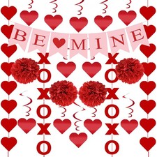 21Pcs Valentines Day Decoration Valentines Day Pre-Assembled Hanging Heart Swirl