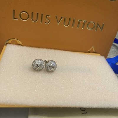 Louis Vuitton LV Silber Ohrstecker mit Box Top Zustand