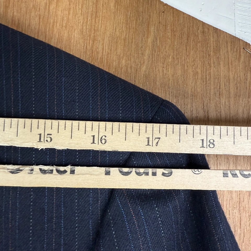 VTG Hart Schaffner Marx Suit Mens 40R Navy Blue Pinstripe Heavyweight Wool 32x30 - Image 4 of 4