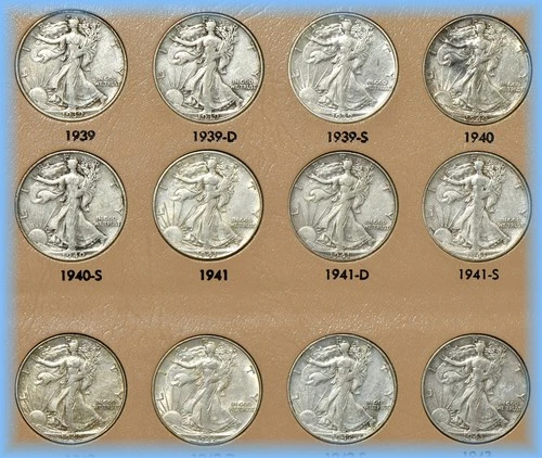 1916 - 1947 Walking Liberty Half Dollar Coin Lot ~ XF - AU ABOUT UNCIRCULATED