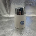 Vintage Milk Glass Blue Cornflower Sugar Dish Shaker Dispenser Chrome Lid 1959