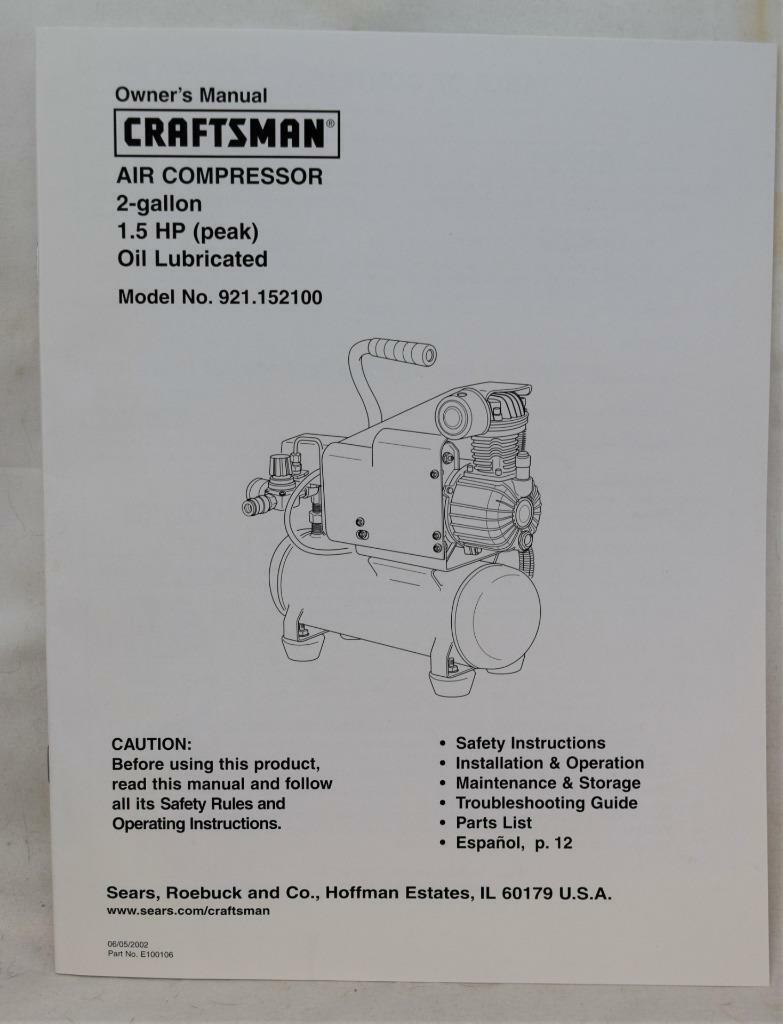 Sales Sears Craftsman Air Compressor 2 Owner' 1.5 HP Gallon NEW before selling ☆ 521.152100
