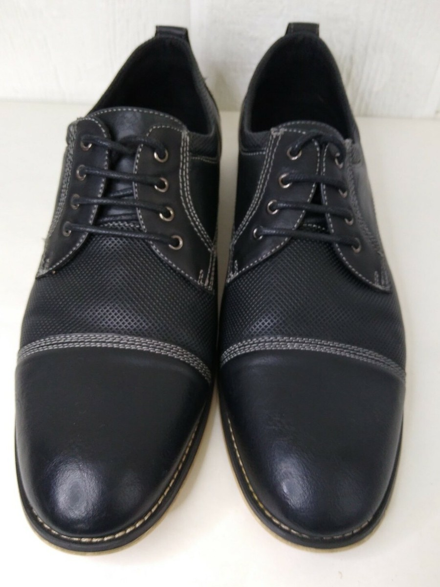 Ferro Aldo Mens 10.5 Black Lace Up Textured Leather Cap Toe  display picture 3