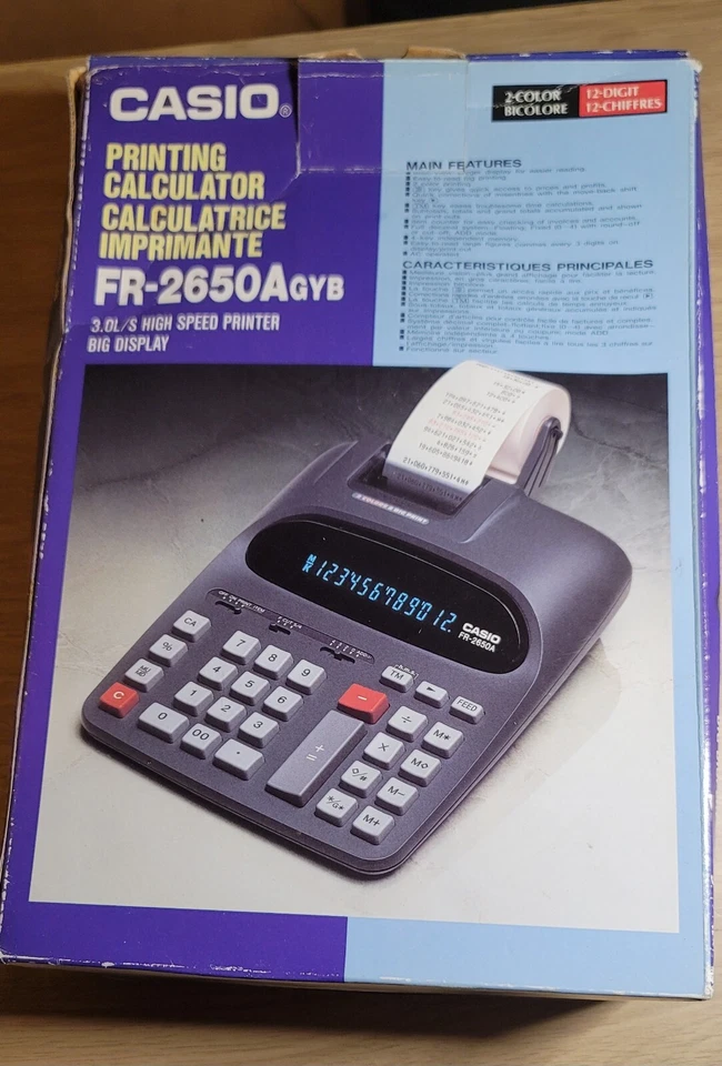 Casio FR-2650A Vintage Büro Tisch Druck Taschenrechner + Papierrollen (verpackt) - Bild 4 von 4