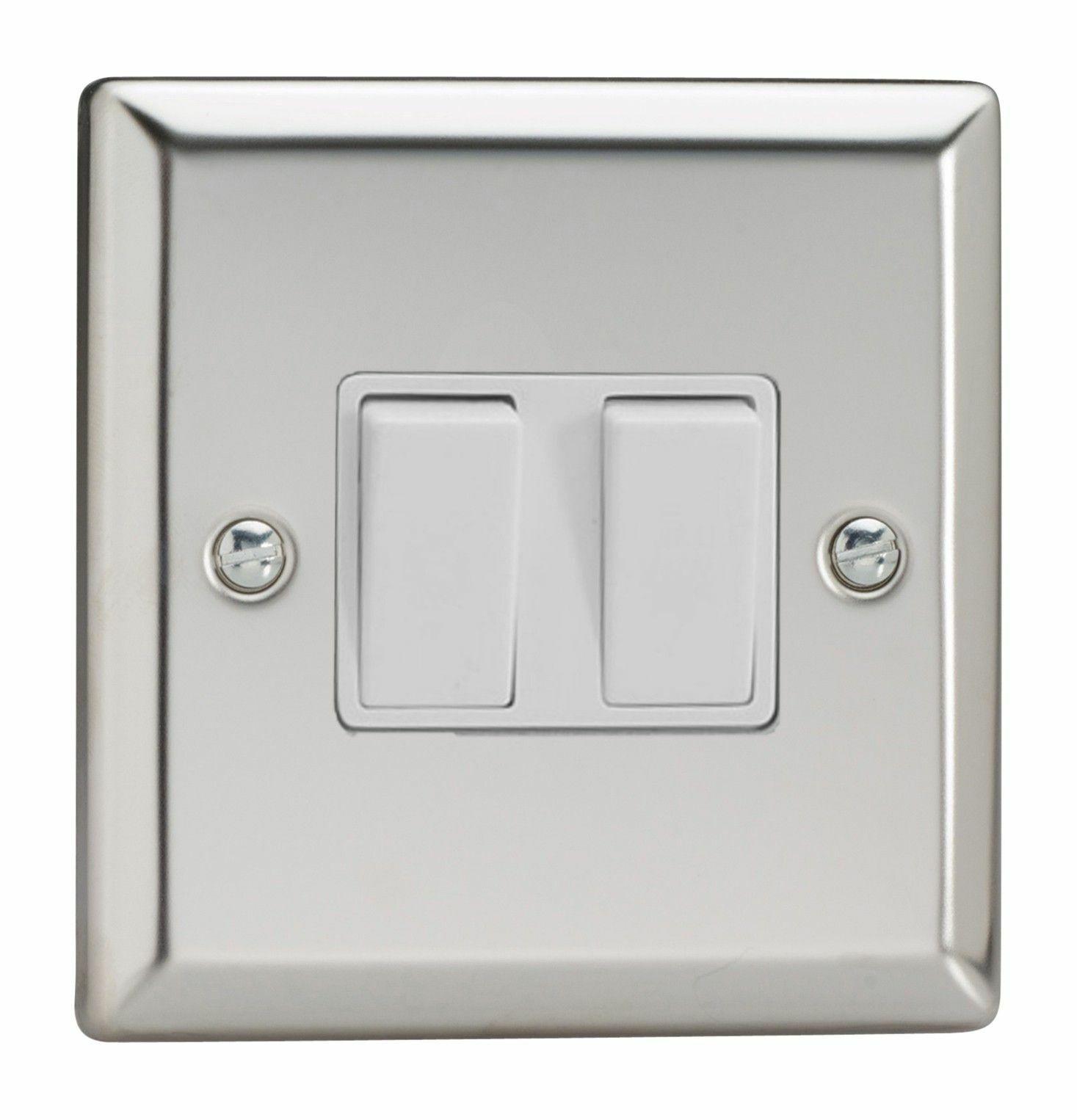 Varilight XC77W Classic Mirror Chrome 2 Gang Intermediate Rocker Light Switch