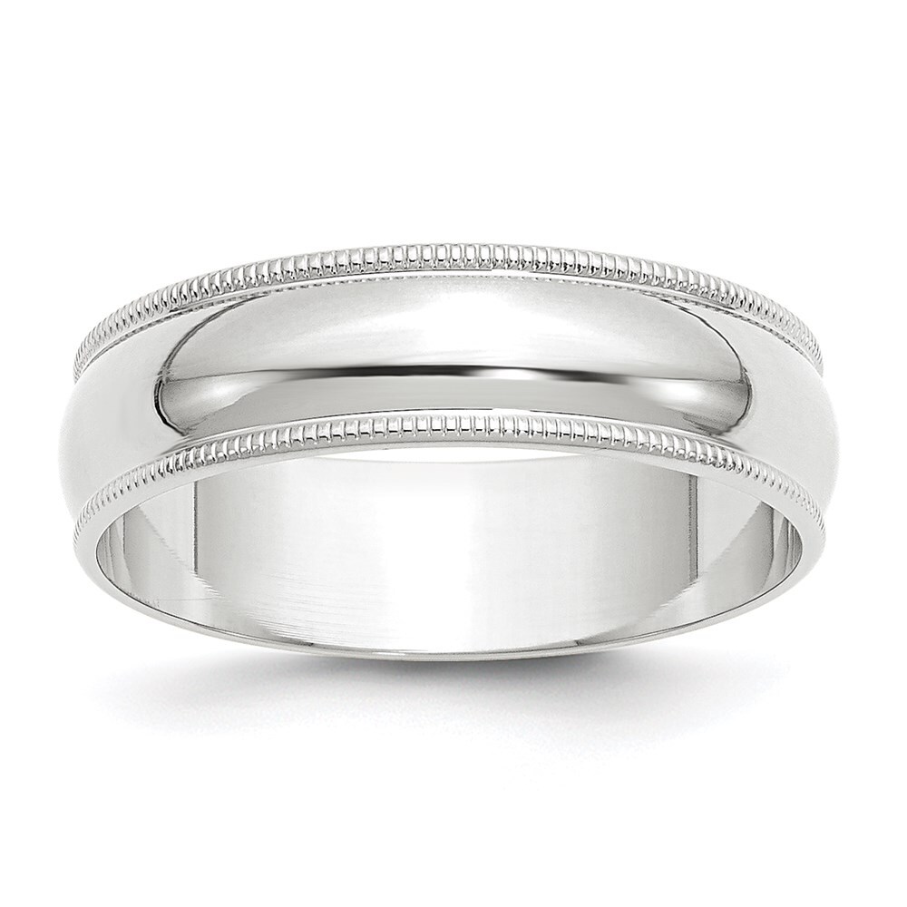 10k White Gold 6mm Milgrain Half Round Wedding Band Ring For Mens Size 9
