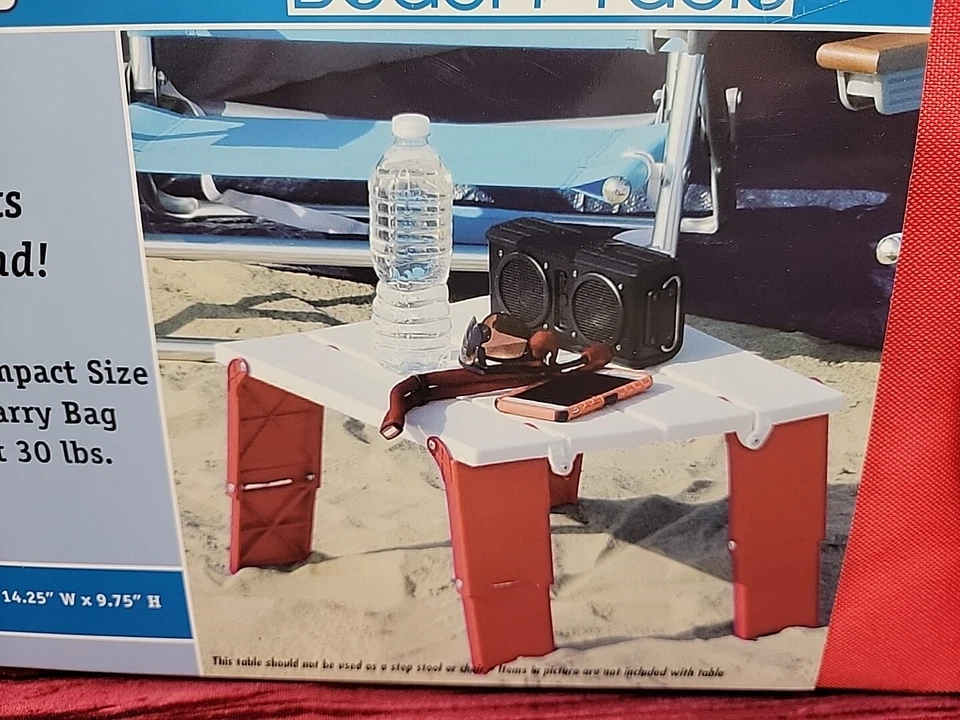 NUEVO ROJO Rio Personal Ligero Plegable Mesa Playa Camping Picnic Bolsa de Transporte Foto 4 de 4