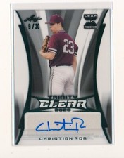 CHRISTIAN ROA 2020 LEAF TRINITY CLEAR ROOKIE RC GREEN AUTO 9/20 CINCINNATI REDS