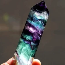 Natural Rainbow Fluorite Healing Crystal Tower Point Obelisk Mineral Specimens