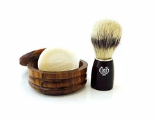 ZEVA Men's Boar Bristle Shaving Brush, Wooden Shaving Cup Mug & Shaving Soap