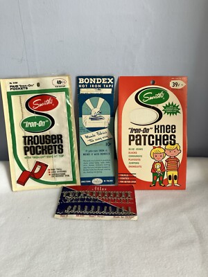 VTG Smiths Sewing Repair Items,Patches,Pockets,Bondex Tape,Atlas Hooks