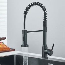 Black Kitchen Faucet with Pull Down Sprayer Commercial Single Handle Sink Faucet