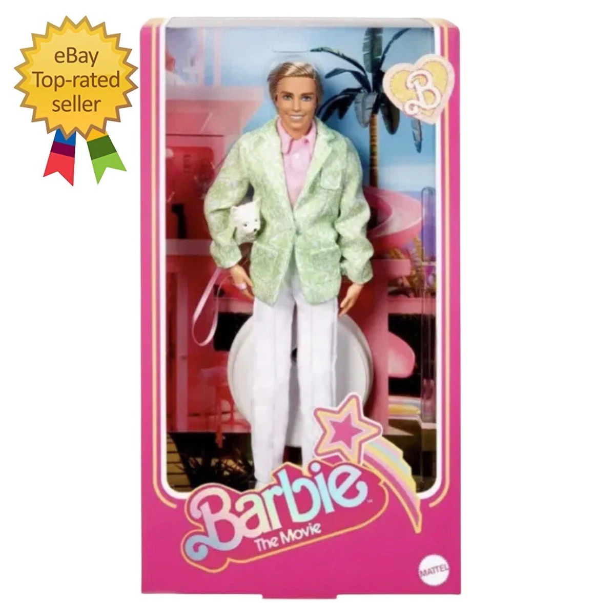 Barbie The Movie - Sugar Daddy Ken Doll in Pastel Suit With Dog