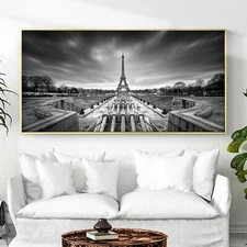 Black White Art Eiffel Silk Canvas Poster Urban Decorative Paint Unframed A777