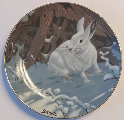 Derk Hansen Eye of the Wild Timber Wolf and Hare Plate 1987 Vintage 6.5''