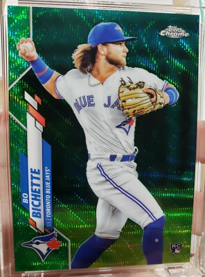2020 Topps Chrome Bo Bichette Green Wave RC /99 Blue Jays #150 SP Rookie 