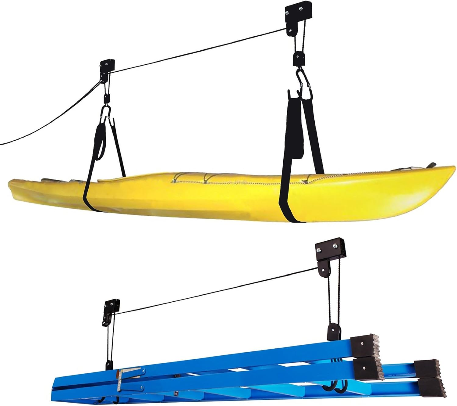 Kayak Hoist 2-Pack Quality Garage Storage Canoe Lift with 125 Lb Capacity Even W