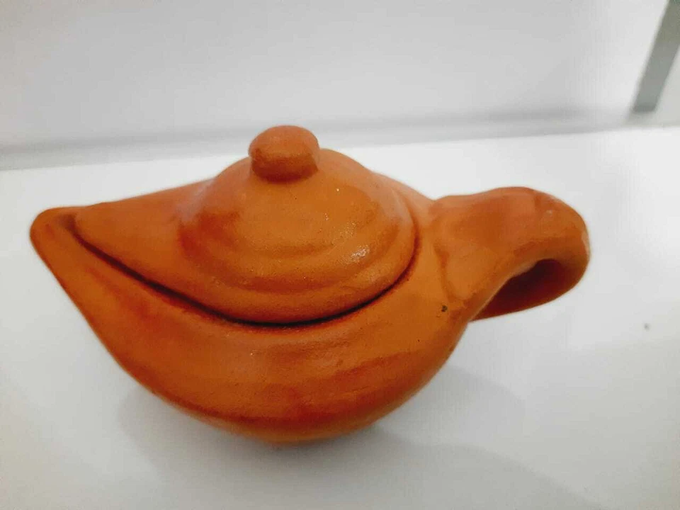 LÁMPARA DE ACEITE DE ARCILLA ALADDIN TAPA SEPARADA HECHA A MANO HOGAR BODA FESTIVEL Foto 2 de 4