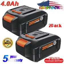 2x WA3525 20V 4.0Ah Replacement for Worx Max Lithium Battery WA3520 WA3578 WG163