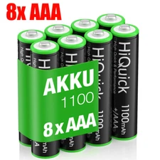HiQuick 8x Rechargeable AAA Batteries 1100mAh 1.2V AAA Ni-MH Battery Pack